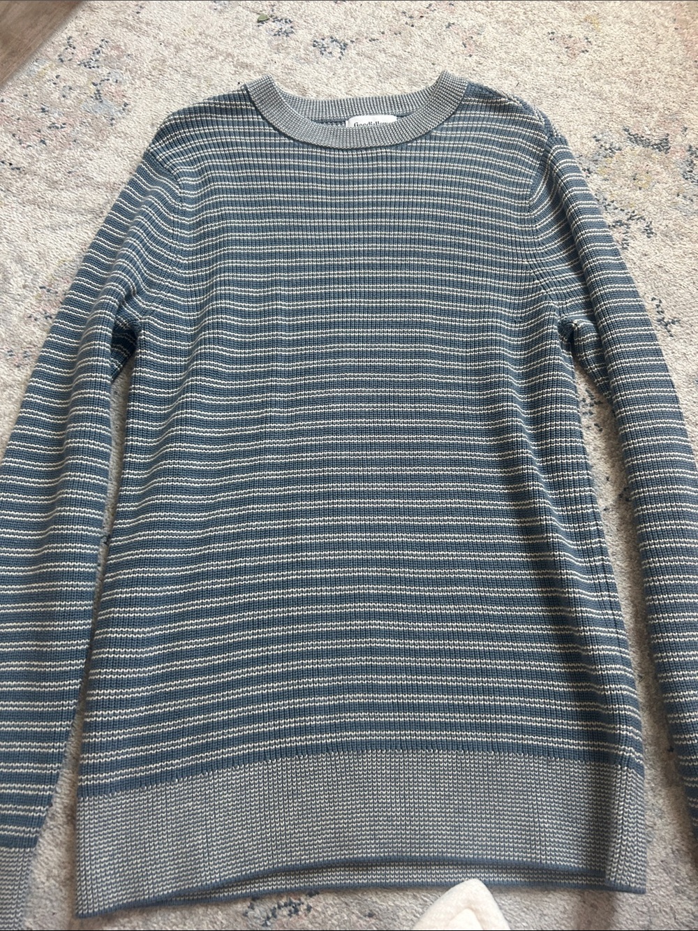 Goodfellow & Co Striped Crewneck Sweater - Blue & Cream
